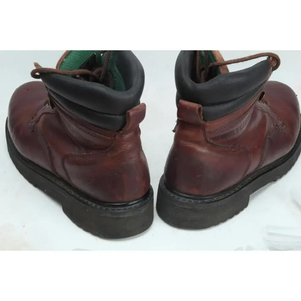wolverine work boots steel toe leather lace up hiking mens sz 9.5 D